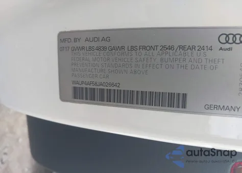 2018 Audi S5 3.0T Premium Plus из США, поврежденный, VIN WAUP4AF58JA026642